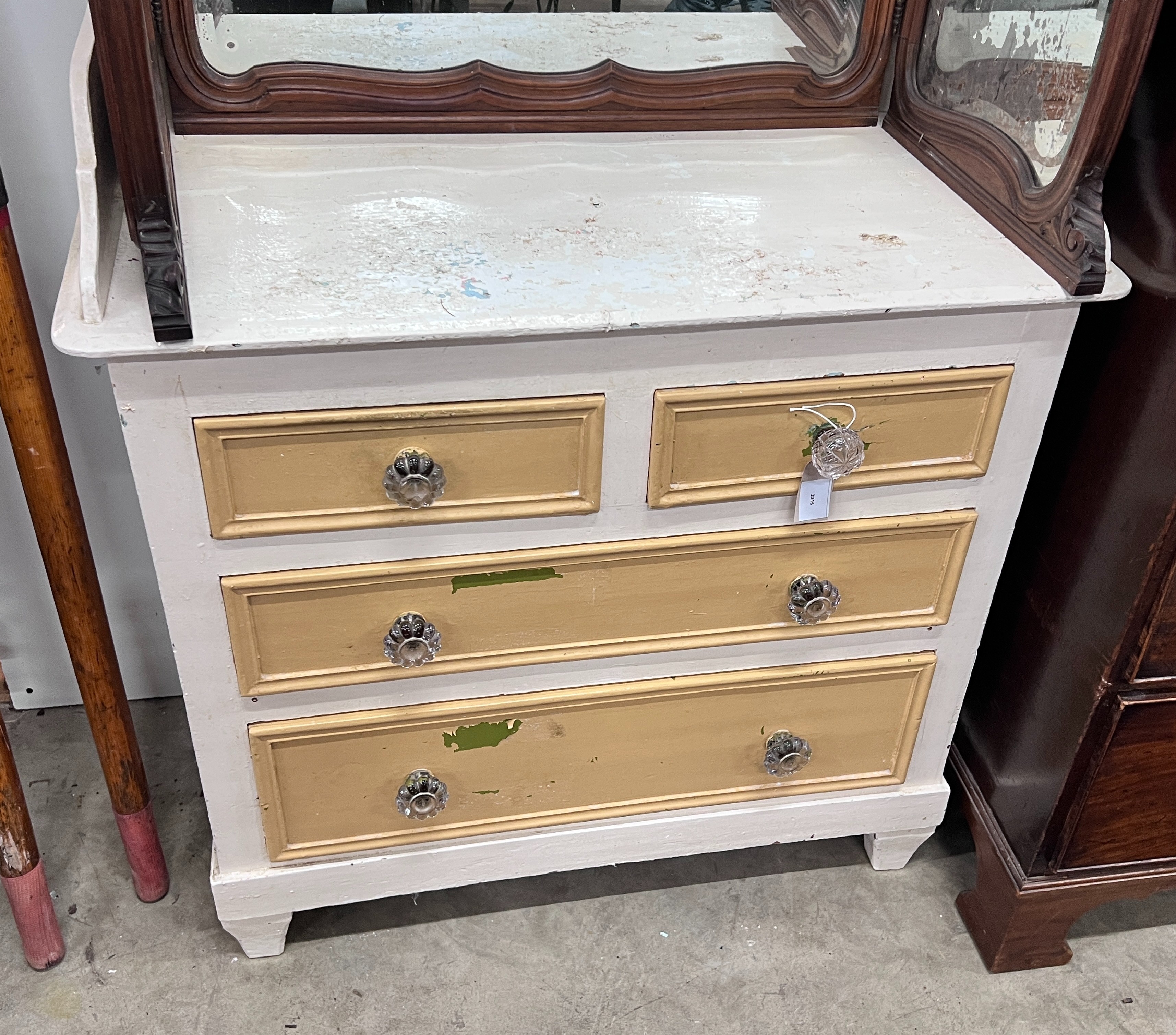 A Victorian painted pine washstand, width 88cm, depth 45cm, height 96cm